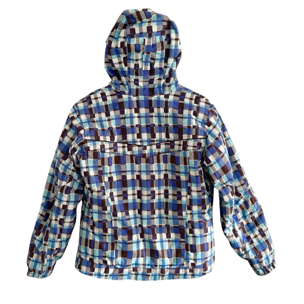 Columbia Snow Ski Waterproof Periwinkle Blue Brown Plaid Jacket Hood Size 14/16 - Picture 13 of 16